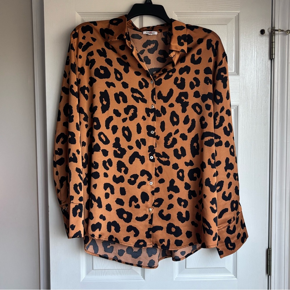 Leopard Print Button Down Shirt